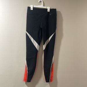 Nike Orange and Black dri-fit leggings - L